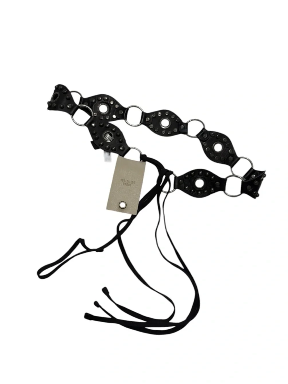 Urban Outfitters studded Black Eyelet Lace-Up Belt Sheep Leather sz M/L Western